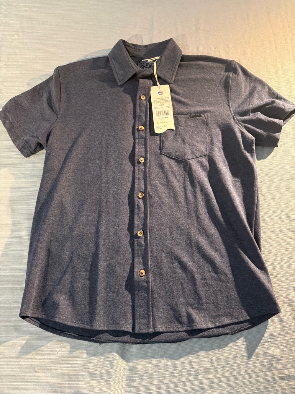 Laguiole Short-Sleeve Button-Down Shirt in Dark Blue